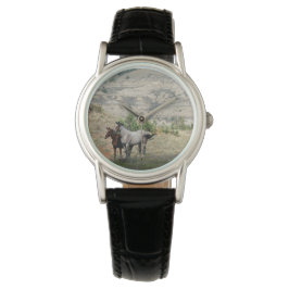 Wilde paarden van Theodore Roosevelt National Park Horloge