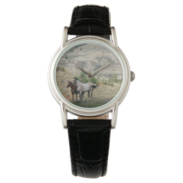 Wilde paarden van Theodore Roosevelt National Park Horloge (Voorkant)