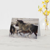 WILDE PAARDEN VAN UTAH ONAQUI WOESTIJN KERST KAART (Gele Bloem)