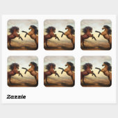 Wilde paarden vierkante sticker (Vel)