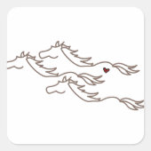 Wilde paarden vierkante sticker (Voorkant)