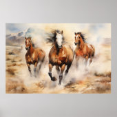 Wilde Paarden, Waterverf Art Poster (Voorkant)