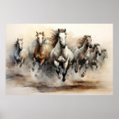 Wilde Paarden, Waterverf Art Poster (Voorkant)