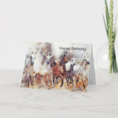 Wilde paarden Waterverf Artwork Birthday Kaart (Voorkant)