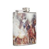 Wilde paarden Waterverf Artwork Heupfles (Rechts)