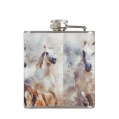 Wilde paarden Waterverf Artwork Heupfles (Achterkant)