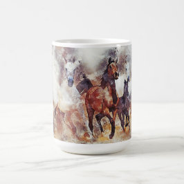 Wilde paarden Waterverf Artwork Koffiemok
