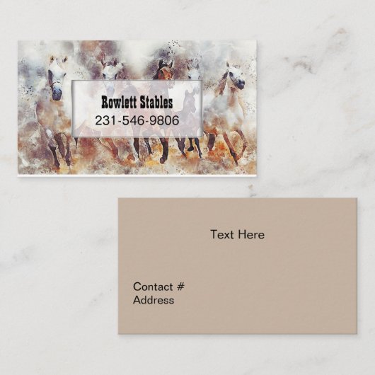 Wilde paarden Waterverf Artwork Visitekaartje (Voorkant / Achterkant)