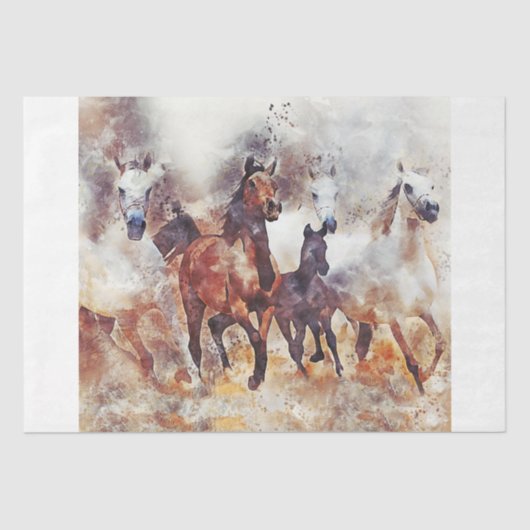 Wilde paarden Western 15x15-deklaagpapier Tissuepapier (Voorkant)