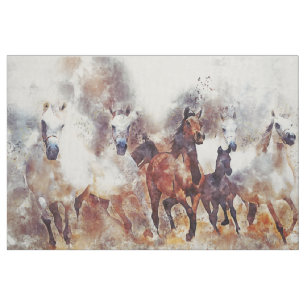 Wilde paarden Westerne Art Linen Stof