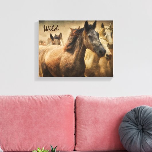 Wilde paarden Westerne kunst Canvas Afdruk (Insitu (Woonkamer))