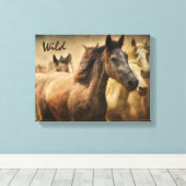Wilde paarden Westerne kunst Canvas Afdruk (Insitu (Houten vloer))