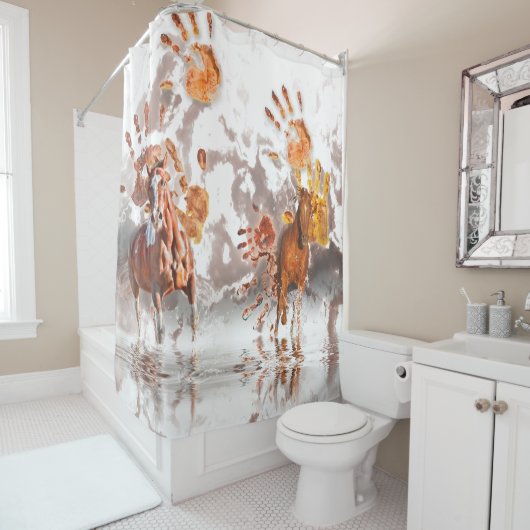 Wilde paarden WILD HANDS Douchegordijn (In situ)