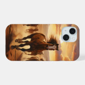 Wilde paarden woestijn iPhone 15 case (Achterkant horizontaal)