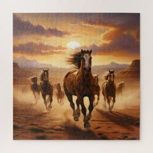 Wilde paarden woestijn legpuzzel