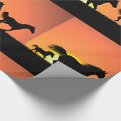 Wilde Paarden Zonsondergang Silhouet Cadeaupapier