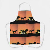 Wilde Paarden Zonsondergang Silhouet Schort (Voorkant)