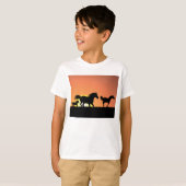 Wilde Paarden Zonsondergang Silhouet T-shirt (Voorkant volledig)