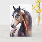 Wilde paardenhengst Equine Waterverf Kaart (Gele Bloem)