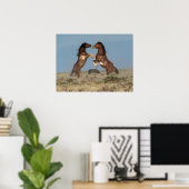 Wilde paardenhengsten vechten poster (Thuiskantoor)