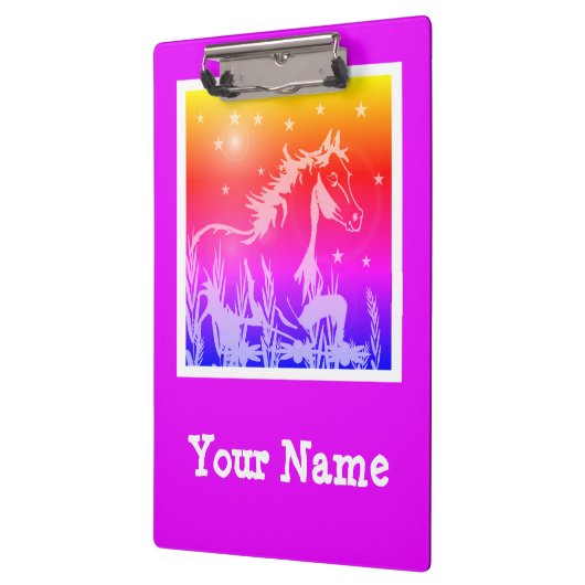 Wilde paardenroze grafisch, gepersonaliseerd klembord (Links)