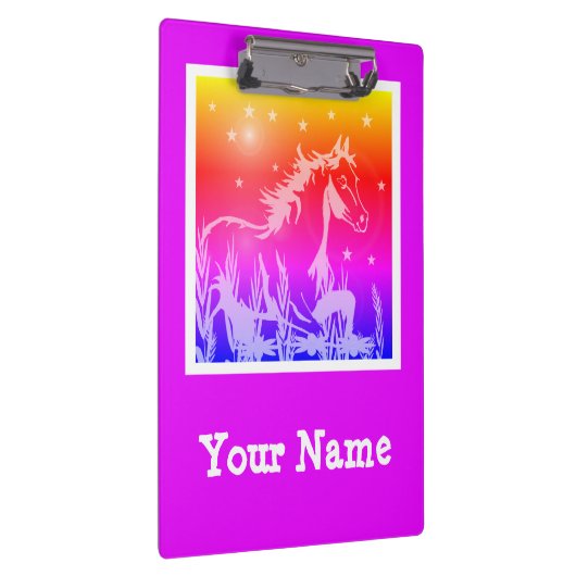 Wilde paardenroze grafisch, gepersonaliseerd klembord (Rechts)