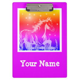 Wilde paardenroze grafisch, gepersonaliseerd klembord