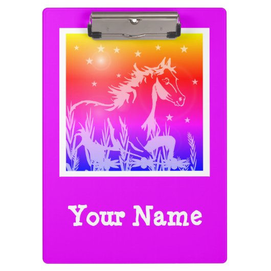 Wilde paardenroze grafisch, gepersonaliseerd klembord (Voorkant)