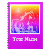Wilde paardenroze grafisch, gepersonaliseerd notitieboek (Voorkant)