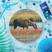 Wilde paardenverwarming in Borden op veldepapier Papieren Bordje (Feest)
