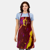 Wilde Paars en Fuscia Alcohol Ink Apron Schort (Gedragen)