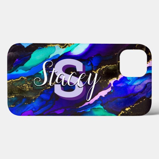 Wilde Paars en Fuscia Alcohol Ink Case-Mate iPhone Case (Achterkant (horizontaal))