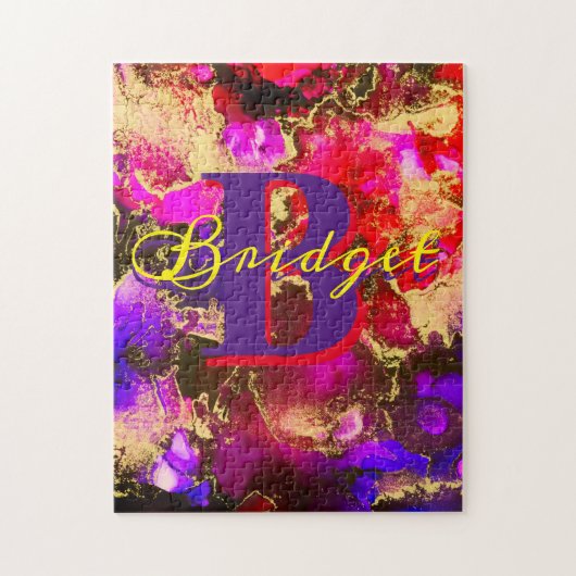 Wilde Paars en Fuscia Alcohol Ink Legpuzzel (Verticaal)