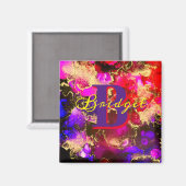 Wilde Paars en Fuscia Alcohol Ink Magneet (Voorkant / Achterkant)