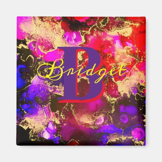Wilde Paars en Fuscia Alcohol Ink Magneet (Voorkant)