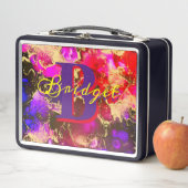 Wilde Paars en Fuscia Alcohol Ink Metal Lunch Box (In situ)