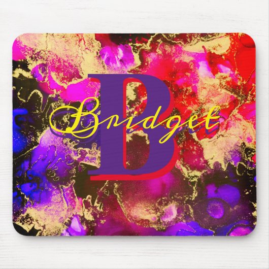 Wilde Paars en Fuscia Alcohol Ink Muismat (Voorkant)