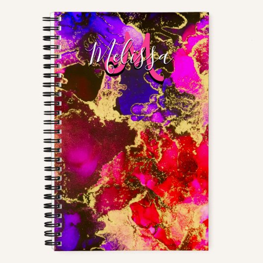Wilde Paars en Fuscia Alcohol Ink Notitieboek (Voorkant)
