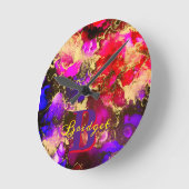 Wilde Paars en Fuscia Alcohol Ink Ronde Klok (Hoek)