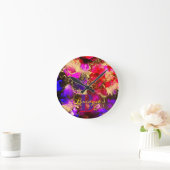 Wilde Paars en Fuscia Alcohol Ink Ronde Klok (Huis)