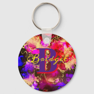 Wilde Paars en Fuscia Alcohol Ink Sleutelhanger