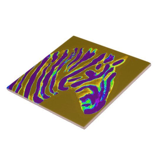 Wilde Paars Gold Stripe Zebra Tegeltje (Zijkant)