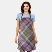 Wilde Paarse Asters Paarse en Groene Plaid Schort (Gedragen)