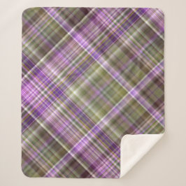 Wilde Paarse Asters Paarse en Groene Plaid Sherpa Deken