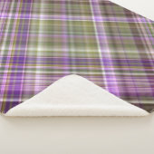 Wilde Paarse Asters Paarse en Groene Plaid Sherpa Deken (3/4)