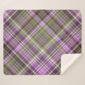 Wilde Paarse Asters Paarse en Groene Plaid Sherpa Deken (Voorkant (horizontaal))