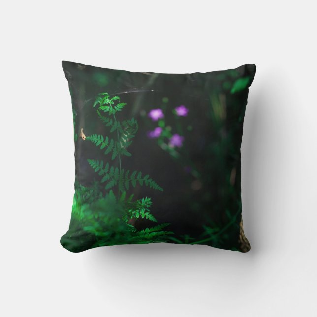 Wilde Paarse bosbouwers Fern Kussen (Voorkant)