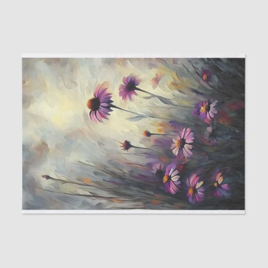 Wilde Paarse Daisy Decoupage Tissuepapier (Voorkant)