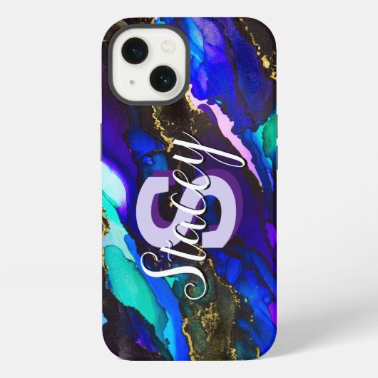 Wilde Paarse en Fuscia Alcohol Inkt iPhone Hoesje (Achterkant)