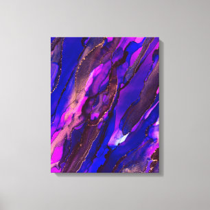 Wilde Paarse en Gold Alcohol Ink Painting Canvas Afdruk